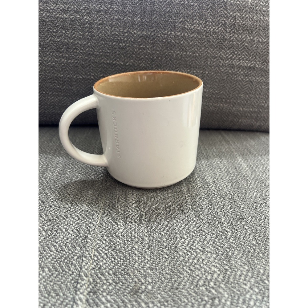 Starbucks Mug Cup 2013 White and Light Brown Inside 14 oz. New
